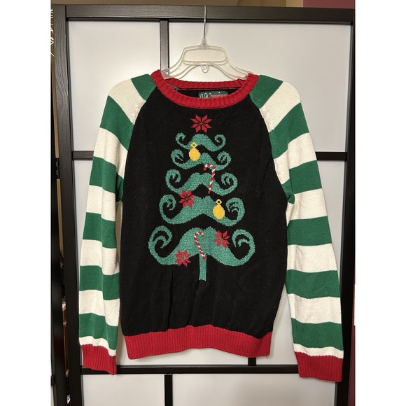 Womens Ugly Christmas Sweater Size L Tree Green Red Party size TACKY - Picture 1 of 6